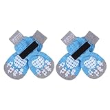 PUPTECK 犬 靴下 滑り止め マジックテープ付き 脱げない 舐め防止 肉球保護 通気性 柔らかい 介護 サポート 転倒防止 犬用靴下 4個セット 可愛い 屋内用 老犬 シニア犬 小型犬 中型犬 大型犬 (ブルー, Lサイズ)