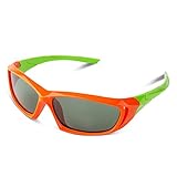 RIVBOS（リバッズ）RBK025 キッズ 子供用サングラス 偏光レンズ ゴムフレーム UVカット (2038-オレンジ)