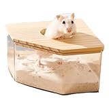 TikTrunk ハムスター トイレ コーナー型 木製カバー付き 透明デザイン 丸洗い可能 防臭 小サイズ