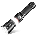 NPET N3 懐中電灯 LED USB充電式 360度COB作業灯 マグネットテール ズーム式 IPX65防水 18650電池 明るさ10