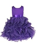 絹織物とオーガンザ、子供ドレス、セレモニー、洗礼式、ベビードレス、サイズ S/M/L/XL (75cm, パープル) Pur232b-S#