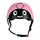 (フィーショー)FEESHOW ヘルメット 子供用 キッズヘルメット 超軽量 アジャスター付き スケートボード ストライダーなど適用 可愛いてんとう虫 ピンク Free