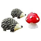YideaHome ミニチュア ハリネズミ キノコ ガーデン 盆栽 風景 装飾品 庭の装飾 アクセサリー 多肉植物 マイクロ風景 飾り 小さな　ホワイトドット 3枚