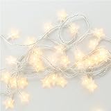 SimonJp イルミネーションライト ストリングライト LED 6m 電球数40 電池式 星型　ワイヤーライト クリスマス パーティー 結婚式 誕生日　飾りライト スター　電飾　室内室外　防水　ホワ