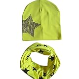 Goenn かわいい 赤ちゃん帽子スカーフ 秋冬ベビーマフラー 幼児 ソフトコットン 男の子/女の子 0-2歳 帽子とスカーフセット (イエロー)