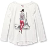 THE CHILDREN'S PLACE(ザ・チルドレンズプレイス) インベリッシュ グラフィック ハイロー トップ ホワイト トップス長袖Tシャツ 7～8歳【並行輸入】
