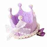 Ama ( TM )ベビーガールズキッズレースパールクラウンヘアクリップヘアピン子ヘアアクセサリー US サイズ: 5.5cm*5.5cm カラー: パープル