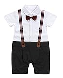 (コ-ランド) Co-land ロンパース 紳士服 ベビー服 カジュアル カバーオール フォーマル 半袖 蝶ネクタイ飾り 男の子 可愛い 結婚式 出産祝い 記念撮影 80 ブラック