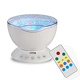biuaue 7色LED Night Light Starry SkyリモートコントロールOcean Waveプロジェクタwith Mini音楽ノベルティベビーランプ夜ランプfor Kids ホワイト
