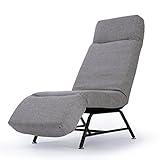 座椅子 一人掛けソファ 背もたれ・ヘッド・フット 3点可動 ポケットコイル 43段階ギア ハイバック 座面高め 脚付き座椅子 ファブリック グレー