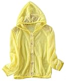 Plus Nao(プラスナオ) カーディガン ベビー キッズ フード付き 無地 パーカー トップス 無地 ボーダー 薄手 ピンク グリーン レッド イエロ 110 Yellow