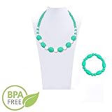 KepooMan Silicone Teething Necklace for Mom to Wear and Teether Bracelet - BPA Free, Breastfeeding N