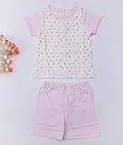 iTimes キッズ前開きセット　子供ルームウェア　室内着　オーガニックコットン　100％　半袖 (90, ピンク)