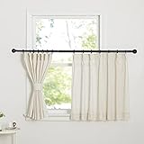 NICETOWN 麻風カーテン タイプ-1 外から見えにくい UVカット プライバシー保護 目隠し 小窓用 リネン風 半遮光 風通し 自然 省エネ 家具保護 居間 寝室 上品 幅100cm丈60cm 亜麻色 2枚セット