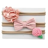 三番目の店 3PCS 子供の弾性 花のヘッドバンド 髪の女の子の赤ん坊のちょう結びのヘアバンド セット