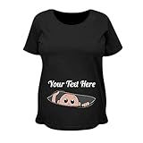 カスタマイズされた少女カスタムPeek A BooベビーマタニティTシャツ:マタニティコットンTシャツ US サイズ: S カラー: ブラック
