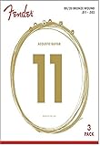 Fender アコースティックギター弦 80/20 Bronze Acoustic Strings, Ball End, 70CL .011-.052 Gauges, 3-Pack