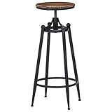 不二貿易 バースツール 座面高72~82cm 天然木 スチール ブラック 14088