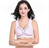 マタニティブラ ハーフトップ　ボタン式で前開き授乳ブラ　リムなし　綿（5色） (M(75A-75D), ドット2)