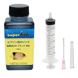 superInk 100mlブラック プレミアム（染料抗UV） 詰め替え 互換 インク エプソン用（全機種対応） + 手袋1組 + 10ml注入器 + 針 + キャップ