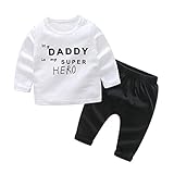 ２点セット（上着＋パンツ） My daddy is my super hero　英語文字　男女　かわいい　ベビー服　女の子　赤ちゃん服　幼児　子供服　男の子 　長袖　4サイズ　キッズ服　ロンパース カ