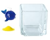 花市場直送便 ミニチュアガラス クジラB ディープブルー & カラーサンド イエロー & 植え込み用グラス ニューブロックS