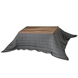 継ぎ脚付き古材風アイアンこたつテーブル ブルック ハイタイプ 120ｘ60cm+ヘリンボーン柄こたつ布団グレー 2点セット