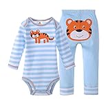 エルフ ベビー(Fairy Baby)ベビーロンパース ボディスーツ ロングパンツセット 長袖 可愛い虎柄 ブルー(サイズ：12M)