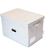 KTJ 収納ボックス 収納ケース ふた付き 折りたたみ 積重ね収納ケース 大容量 カゴ インナーボックス 不織布収納ボックス カラーボックス 整理箱 小物入れ おもちゃ箱 書類 衣類 クローゼット収納 押入れ収納 蓋付 コンパクト (ライト　グレー, 44x29x30cm)