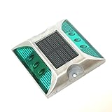 ソーラー 充電 式 自動 点滅 鋲 路肩 鋲 道路 鋲 ６ LED 付き 視線誘導 標 アルミ合金【 耐重量 ３０トン 】【 省エネ 】【 耐久性 】【 低温性能 】 (グリーン)