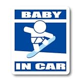 わーるどくらふと BABY IN CAR スノボ・スノーボードバージョンB 　青板　ステッカー （あお）