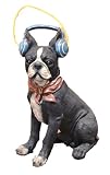 コミックドッグシリーズ (ボクサーヘッドホン) 人間のような愛らしい表情 犬の置物 かわいいデザイン 樹脂で屋外 オーナメント ガーデン ガーデニング雑貨 おしゃれアニマル ドッグ