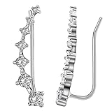 Elensan7クリスタル耳のカフスリング登山S925純銀製のイヤリング母の日低刺激性のイヤリング 