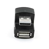 右向きUSB 2.0アダプタAオス-メス延長90180度黒