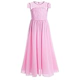 WIN 子供ドレス 子どもドレス ワンピース　お嬢様 　ドレス　フォーマル ピアノ 発表会 フラワー　花ワンピース　キッズ 発表会 結婚式 (150cm, ピンク)
