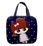 キッズ/学生のためにネイビーブルーのランチトートバッグ再利用可能なランチバッグ