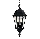 Savoy House 5-1303-BK Outdoor Pendant with Clear Beveled Shades, Textured Black Finish [並行輸入品]