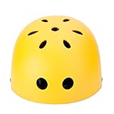 ヘルメット　子供用　自転車　子供　軽量　可愛い　キッズ　スケートボード　ジュニア　通学 プレゼント　11ホール　マットイエロー（ダイヤル付き）