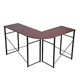 (OSJ)パソコンデスク L字型 木製 デスク 机 ワークデスク 幅123cm 奥行40cm (ブラウン)