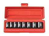 TEKTON 4795 3/8-Inch Drive Shallow Impact Socket Set, Metric, Cr-V, 6-Point, 10 mm - 19 mm, 8-Socket