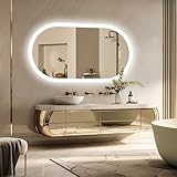 LUVODI 洗面台鏡 ledライト付き 女優ミラー 大型 洗面鏡 横型 曇り止め 壁掛け鏡 全身 姿見 トイレ 洗面所 楕円 浴室化粧鏡 お風呂鏡 ウォールミラー おしゃれ 完成品 120