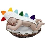 Kalevel ベビー用着ぐるみ　ベビーコスチューム　新生児　寝相アート　赤ちゃん着ぐるみ恐竜　赤ちゃん撮影小道具　誕生記念撮影用　プレゼント　出産祝い　百日祝い飾り (ホワイト)