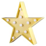 LED ナイトライト ベッドサイドランプ テーブルランプ 電池式 屋外屋内にも適用 パーティー 宴会 お祝い 誕生日 雰囲気アップ 祝日デコレーション 飾り付け (星柄 - イェロー))