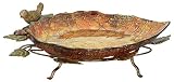 Sterling Home 51-2838 Autumn Leaf Glass Bowl With Finch, 15-1/2-Inch Wide by 4-1/4-Inch Tall