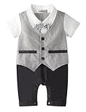 StylesILove乳児幼児ベビーBoy Short Sleevedウェディングタキシードロンパース カラー: グレー