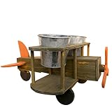 ZYH 創造的な飛行機のフラワースタンド、木製のアイロンフラワーポット* 2レトロスタイルのデスクトッププレースリビングルーム/ベッドルーム/研究/オフィス20 * 30 * 40CM 省スペース