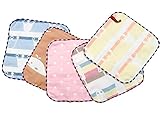 CCHLO　ガーゼハンカチ　ループ付き　刺繍ベビーハンカチ　フェイスタオル　６重ガーゼ　良い肌触り　100％綿　５枚セット