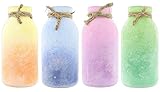 Set of 4 Hill's Park's Small 4 Glass Bottle Vases - Yellow Blue Pink Green [並行輸入品]