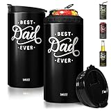 SANDJEST 12オンス Best Dad Ever Can Cooler - 4 in 1 Dad タンブラー ほとんどの340mlのスキニ缶、レギュラー缶ビールボトルにフィット - 誕生日、父の日、クリスマスに娘、息子からのお父さんへの特別なギフト