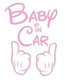 【全16色】人気!ベイビー イン カー ステッカー!Baby in car Sticker/車用/シール/Vinyl/Decal/バイナル/デカール/ステッカー/hands-1 (ピンク) [並行輸入